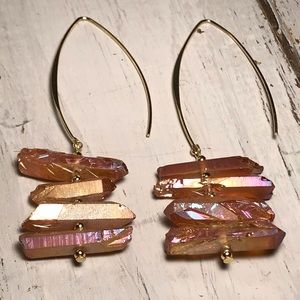 Shimmery quartz Crystal healing Rainbow gold drops